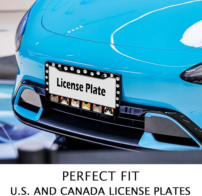 Cats Paw License Plate Frame, Cute Cartoon Cat Animal License Hloder Covers Tag - Image 3