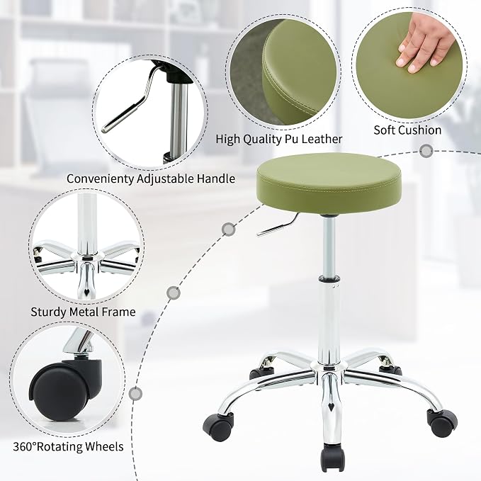 Office Drafting Chair, Adjustable Drafting Stool on Wheels 19.5’’-26.6’’ - Image 3