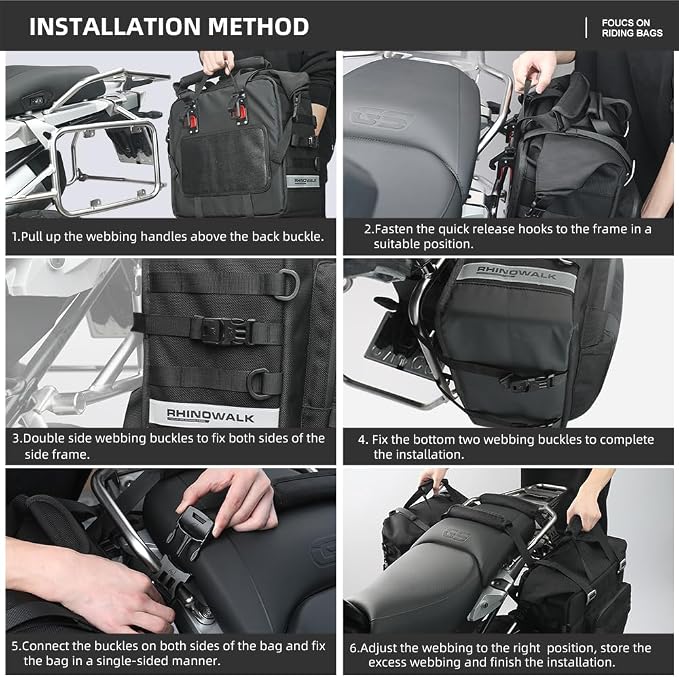 Rhinowalk Motorcycle Saddlebag Waterproof Luggage Bag Quick Release Motorcycle - Image 8