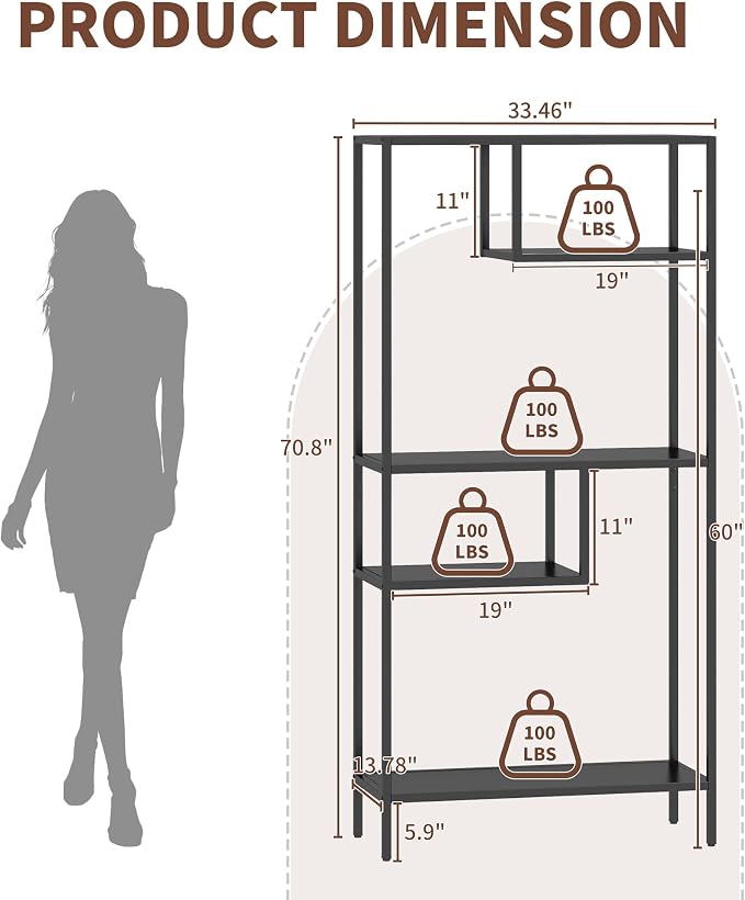 Metal Storage Shelving Unit, Decorative Geometric Bookcase, Modern Freestanding - Image 2