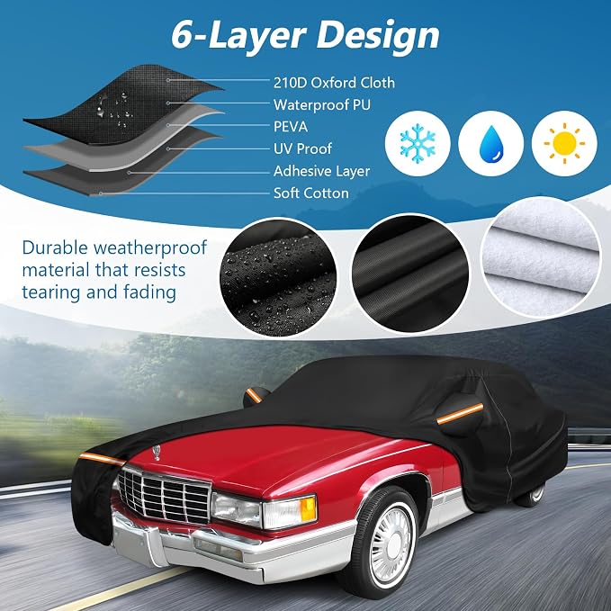 Car Cover for Cadillac Deville 1985-1993 Sedan 4 Door Waterproof All Weather - Image 2