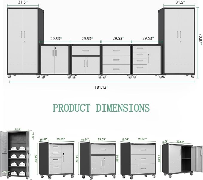 Metal Tool Cabinet, Garage Storage Cabinet System, Wall Cabinet & Locking - Image 2