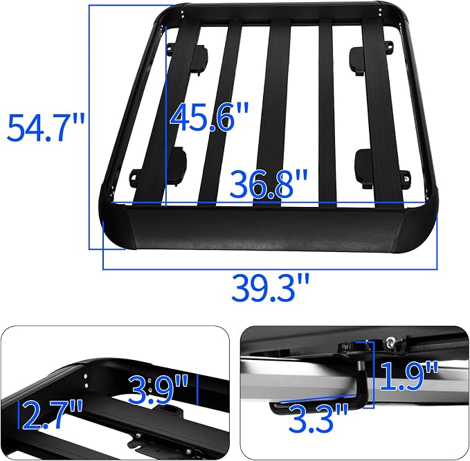 YHAAVLE 55" Cargo Basket, Heavy Duty Vehicle Roof Rack Baskets, Universal - Image 5