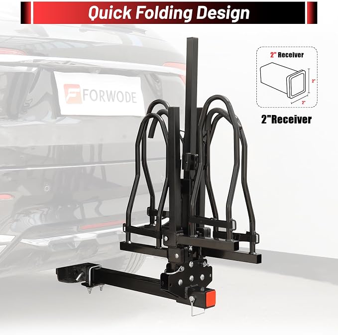 FORWODE 2" Hitch Mount Bike Rack Fits 2 X 80 lbs Bicycle, Platform Bike Rack - Image 4