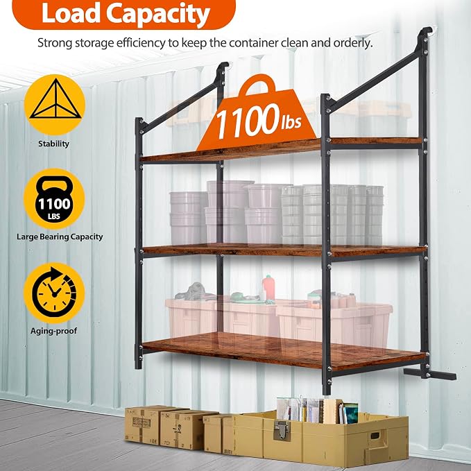 2 Pack Hanging Heavy duty Adjustable Shelf 56.5x22 Cargo Container Shelving - Image 5