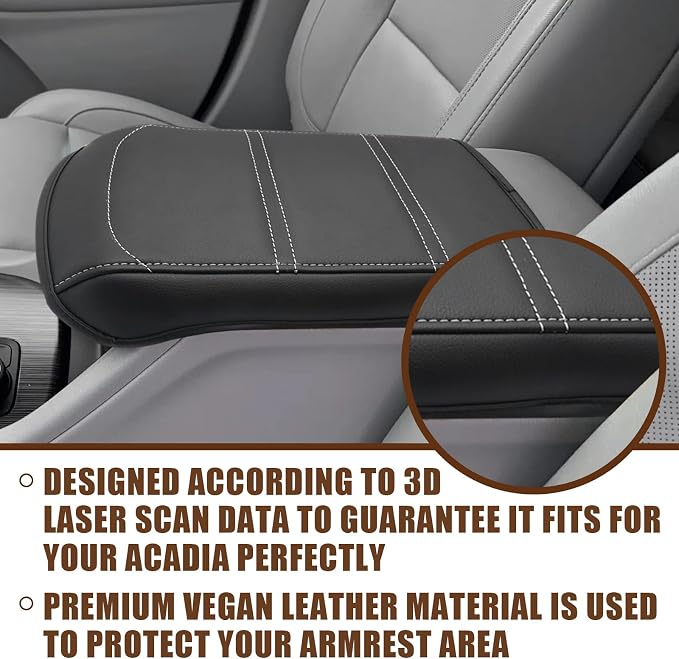 Muslogy for Acadia 2017-2023 Center Console Pad Armrest Cover Vegan Leather - Image 3