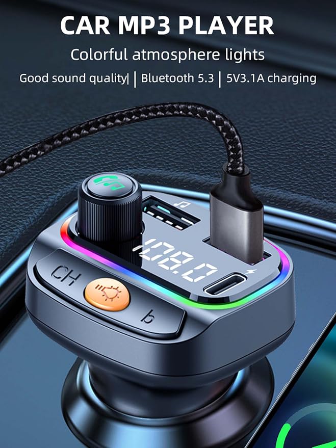 Bluetooth 5.3 FM Transmitter for Car, Wireless Car Charger - Image 2