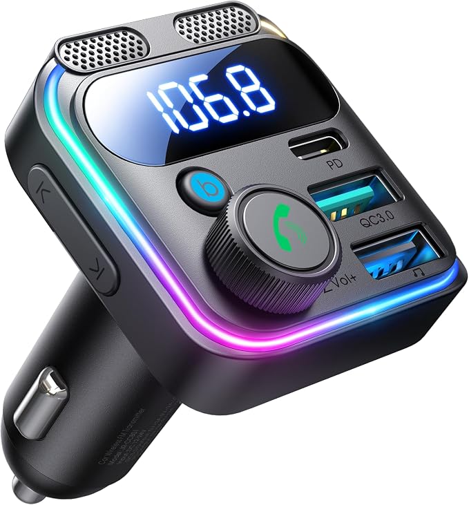 JOYROOM 81W Bluetooth 5.4 FM Transmitter Car Adapter PD & QC 3.0 USB C Car by JOYROOM