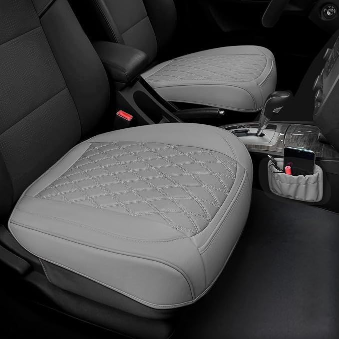 2 Pack PU Leather Front Car Seat Cover Bottom Car Seat, Anti-Slip and Full Wrap by BEITK