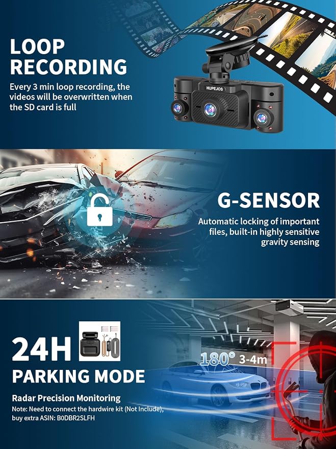 Dash Cam Front and Rear, 360 Dgree View 4 Channel Dash Camera - Image 5