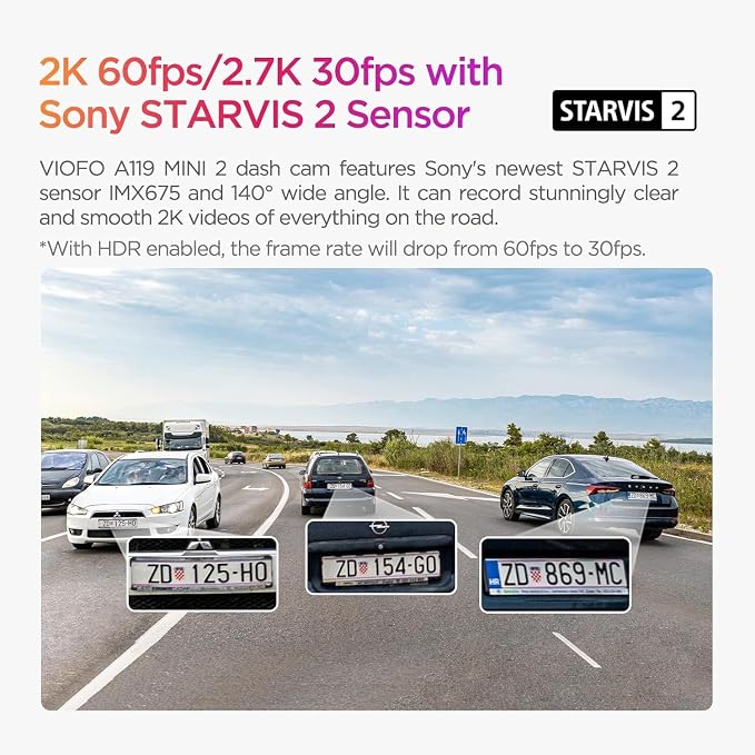 VIOFO Dash Cam A119 Mini 2, STARVIS 2 Sensor, 2K 60fps/HDR 30fps Voice Control - Image 2