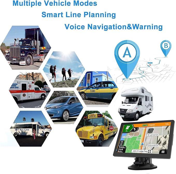 GPS Navigator for Car Truck RV – 9'' HD Touchscreen, Latest 2025 Map - Image 4