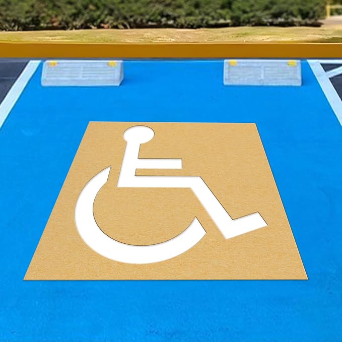Handicap Parking Stencil, 35.5" x 33" Foldable Cardboard Parking Lot Stencils by GOSR