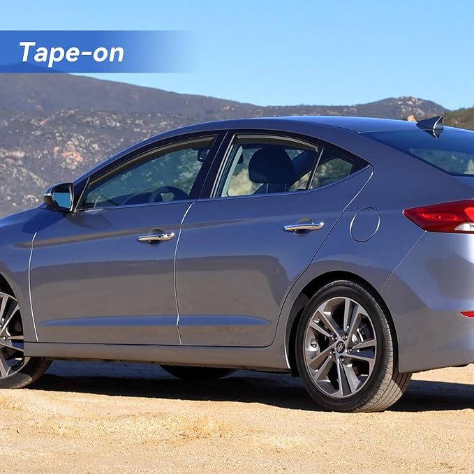 Window Visors Rain Guards for 2011-2016 Hyundai Elantra Sedan, Out-Channel - Image 3