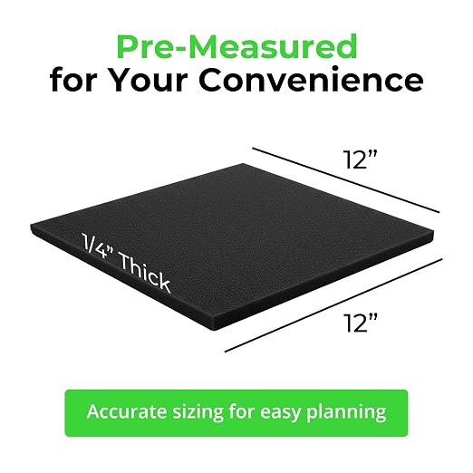 XCEL 4 Pack 12" x 12" x 1/4" Self Stick Foam Rubber Pads - Image 4