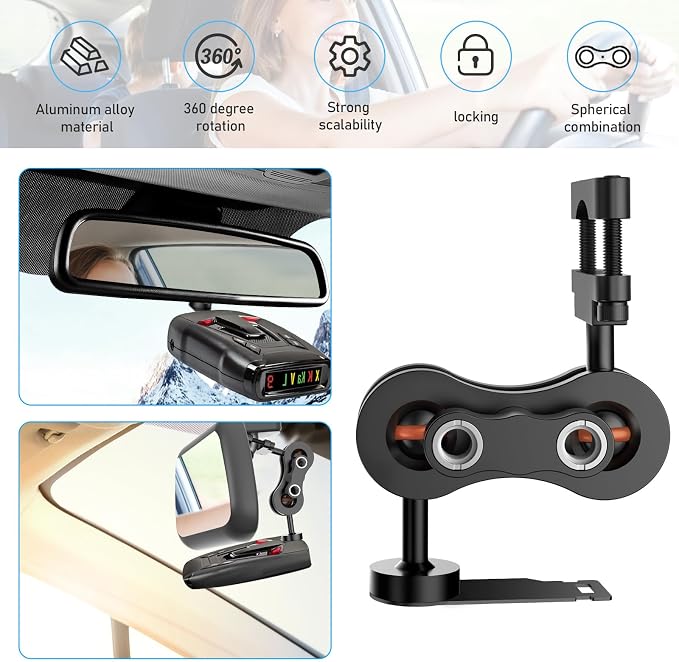 Radar Detector Mount, Aluminum Rearview Mirror Rod Radar Bracket - Image 3