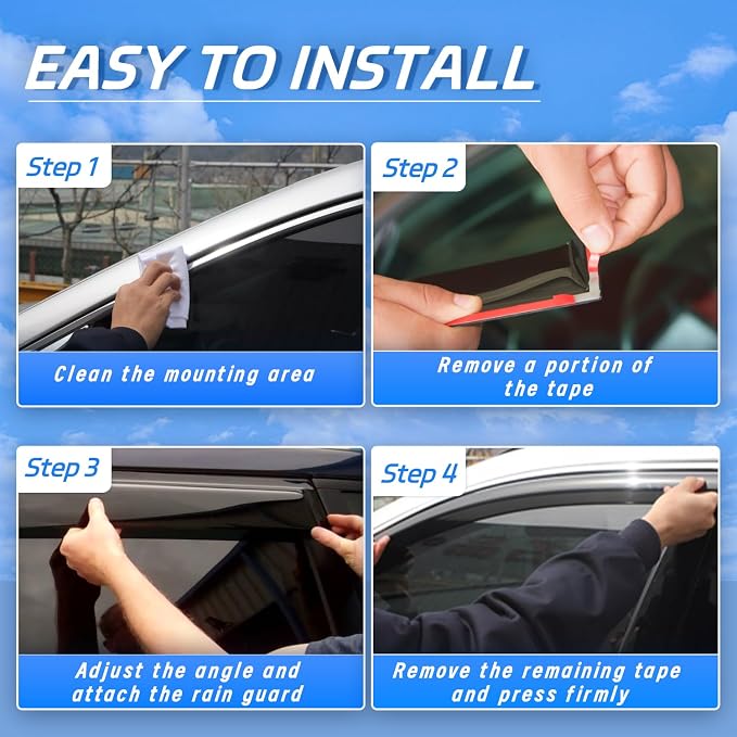 Window Rain Guards Fit for 2014-2023 Jeep Cherokee, Outside Mount Vent Window - Image 6