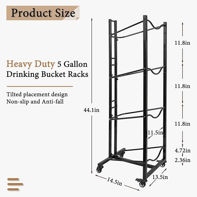 5 Gallon Water Bottle Holder, 4-Tier Heavy Duty Water Cooler Jug Rack, Water - Image 6
