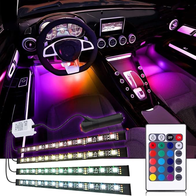 Car LED Strip Light, EJ's SUPER CAR 4pcs 36 LED Multi-Color Car Interior Lights by EJsSUPERCAR