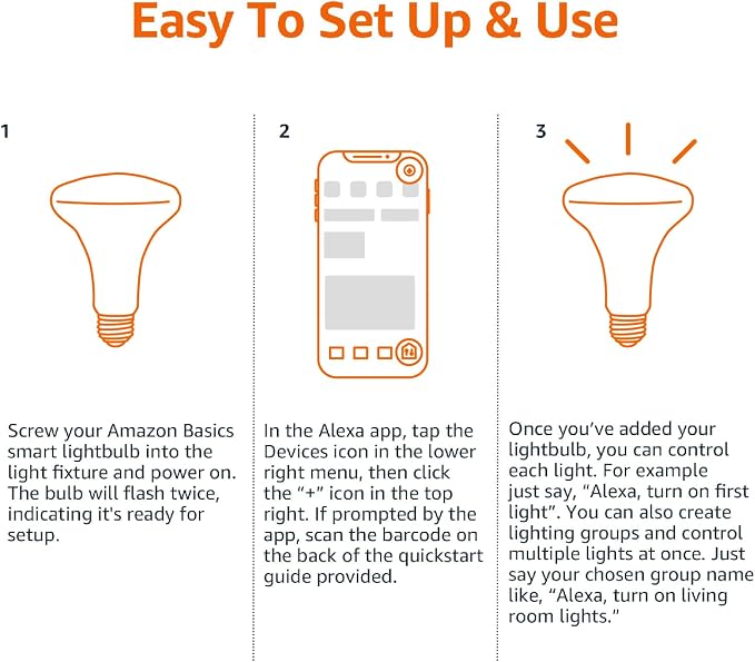 Amazon Basics Smart BR30 LED Light Bulb, Color Changing, Works - Image 5