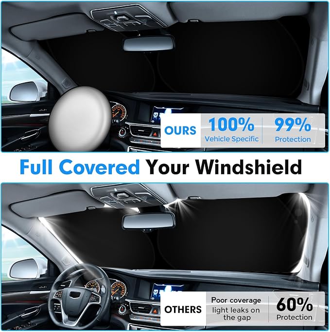 KUST Windshield Sun Shade for Hyundai Santa Cruz 2022 2023 2024 2025 2026 - Image 3