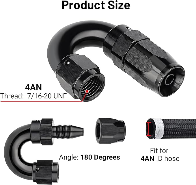 EVIL ENERGY 4AN 180 Degree One Piece Full Flow Hose End Fitting Swivel - Image 2