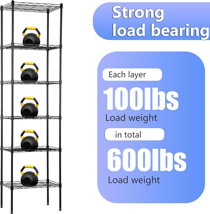 BestOffice Metal Garage Shelving 6 Tiers Garage Storage Shelves Heavy Duty 17”D - Image 7
