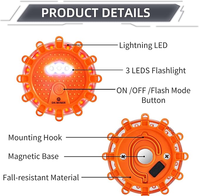 LED Road Flares 6Pack Roadside Emergency car kit Emergency Road Flares Kit - Image 4
