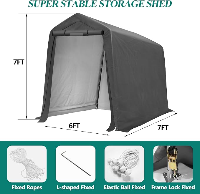 6' x 7' Outdoor Storage Shelter Shed- Heavy Duty Storage Tent - Image 2