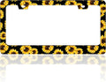 Sunflowers License Plate Frame Yellow Flowers Stainless Steel License Plate by TINALUIN