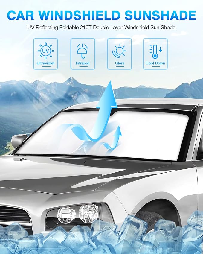 KUST Windshield Sun Shade for 2006–2010 Dodge Charger Window Shade Sun Visor - Image 3