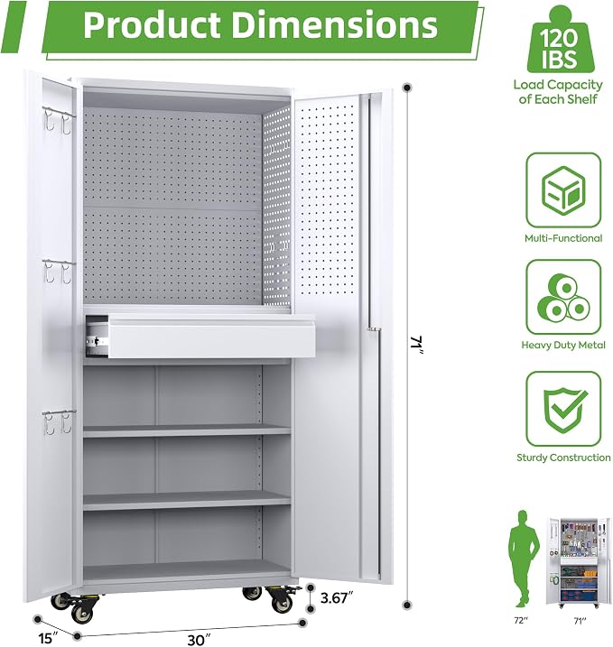 71" Metal Garage Storage Cabinet - Image 3