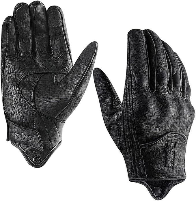 Harssidanzar Women's Motorcycle Gloves, Leather Motorcycle Gloves, Motorbike by Harssidanzar