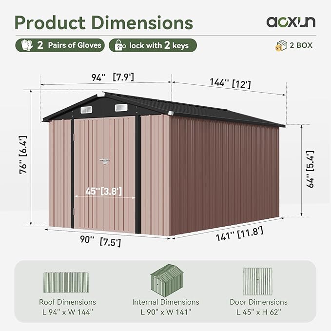 Aoxun 12x7.5 FT Shed Outdoor Storage Shed - Image 2