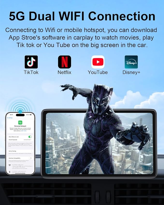 Upgraded Apple Carplay Screen for Car, Car Play Supports Netflix/YouTube/TikTok - Image 5