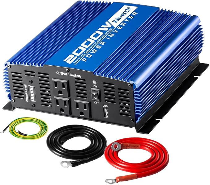 2000W Continuous/ 4000W Peak Power Inverter 3 AC Outlets 12V to 110V Car by kinverch