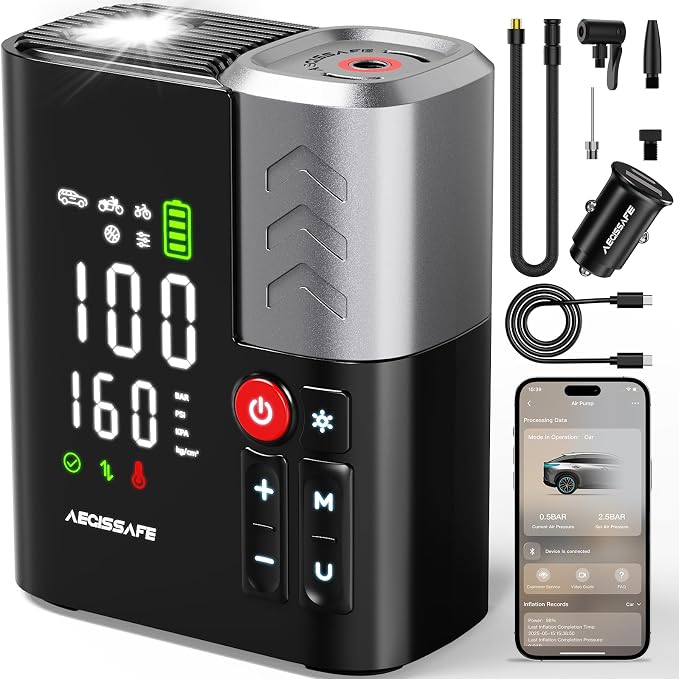 Tire Inflator Portable Air Compressor, 3X Faster Air Pump by AEGISSAFEAirCompressor