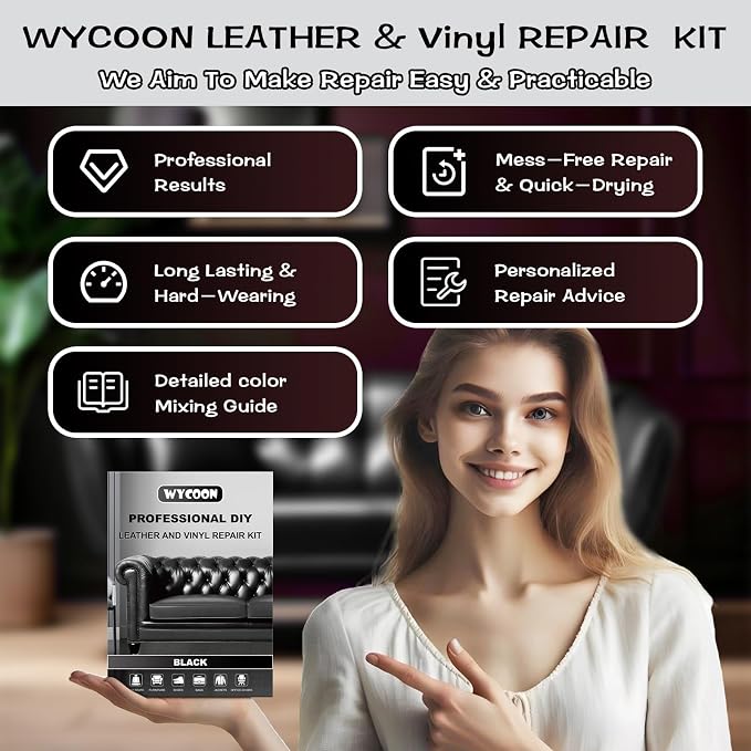 Black Leather & Vinyl Repair Kit, Fix Fading, and Peeling on Leather and Vinyl - Image 3