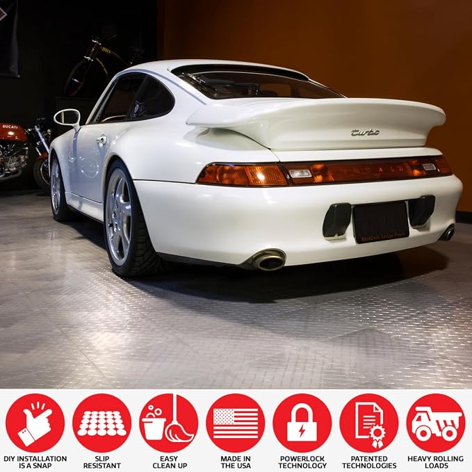 Big Floors RaceDeck Diamond Plate Design, Durable Interlocking Modular Garage - Image 6