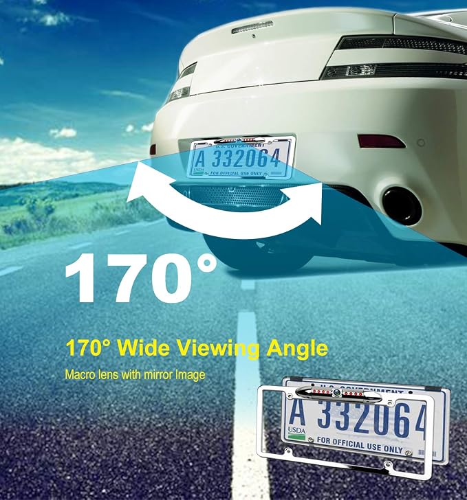 License Plate Backup Camera, JPP Front/Rear View Camera 170° Viewing Angle - Image 4