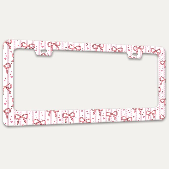 Pink Bow License Plate Frame Cute Bow License Plate Holders Funny Stainless - Image 7