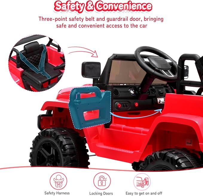 JOYMOR Ride on Truck with Remote Control, 4 Wheels 12V Battery Powered Kids Car - Image 4