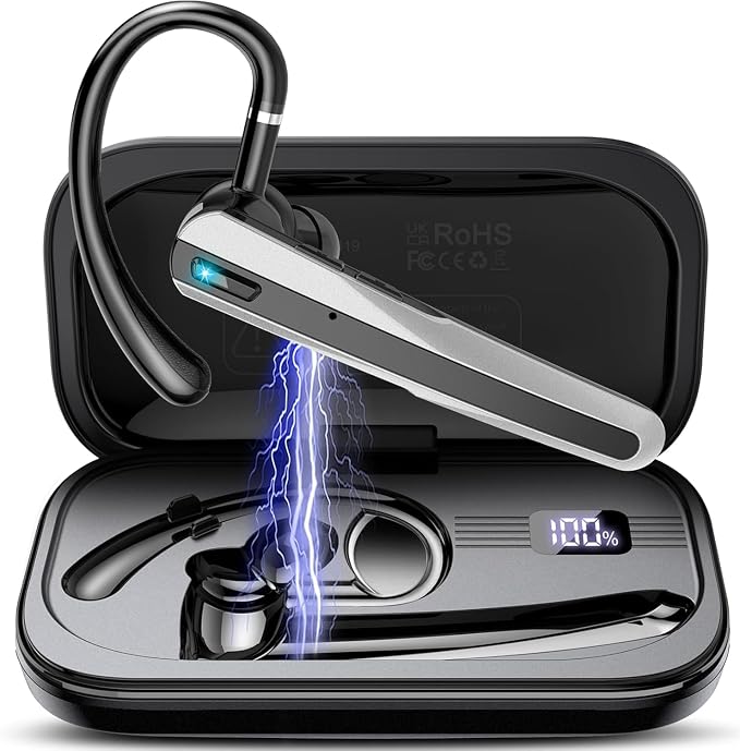Bluetooth Headset V5.3, Wireless Earpiece by SKIUDCT