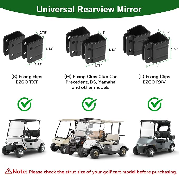 Golf Cart Mirrors Kit for EZGO Club Car Yamaha, No-Drilling Night Safety - Image 8
