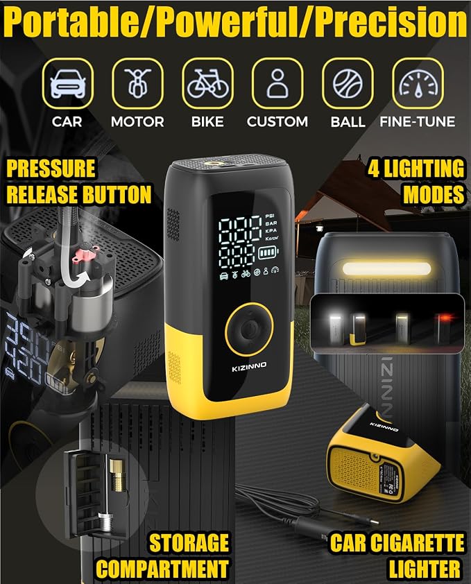 Tire Inflator Portable Air Compressor, Ultra Fast Dual-Cylinder Air Pump for - Image 2
