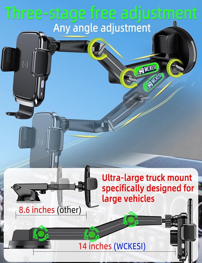 Truck Phone Holder Mount Wireless Charger Heavy Duty - Image 4