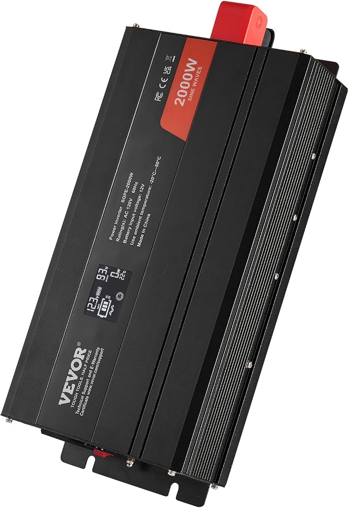 VEVOR Pure Sine Wave Inverter, 2000 Watt, DC 12V to AC 120V Power Inverter - Image 12