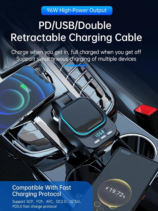 Retractable Car Charger 96W - Image 4