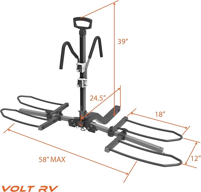 HYPERAX Volt RV -RV Approved Hitch Mounted 2 E Bike Rack Carrier - Image 7