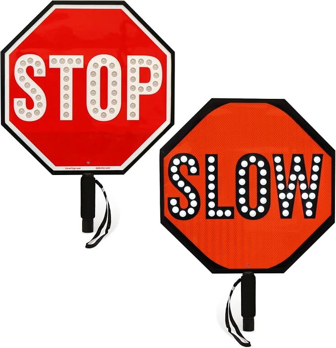 SmartSign LED STOP SLOW Paddle by SmartSign